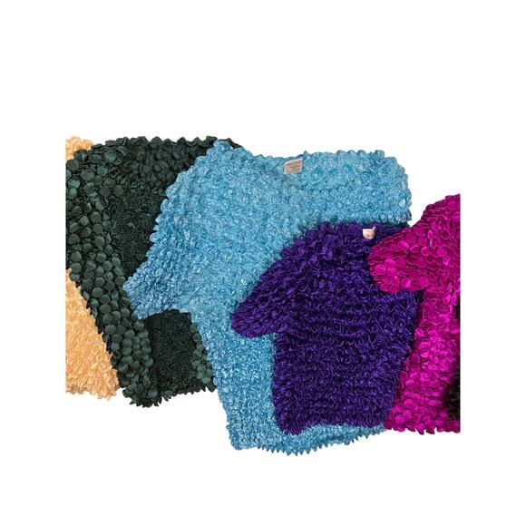 LOT of 9 Y2K 90s Popcorn Bubble Shirts – Rainbow Color Bundle + Black & White - Picture 4 of 6